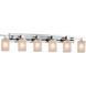 Fusion 6 Light 56 inch Brushed Nickel Bath Bar Wall Light in Rectangle, Incandescent, Frosted Crackle Fusion