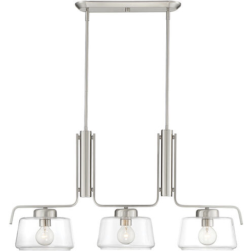 Riley 3 Light 39.5 inch Satin Platinum Island Pendant Ceiling Light