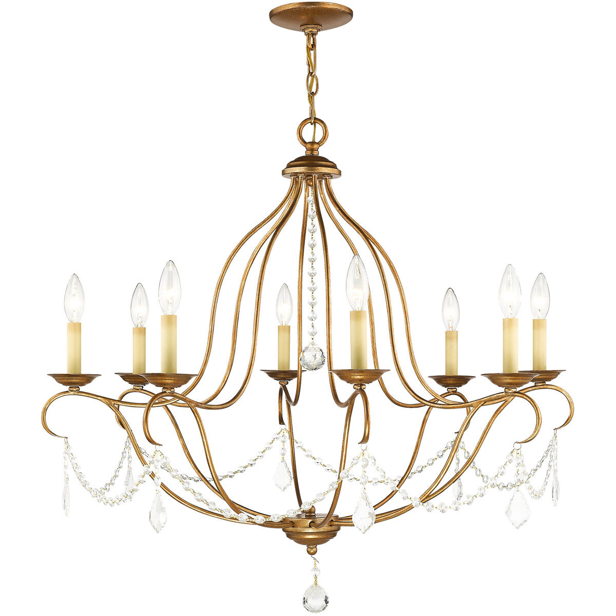 Chesterfield 8 Light 32 inch Antique Gold Leaf Chandelier Ceiling Light