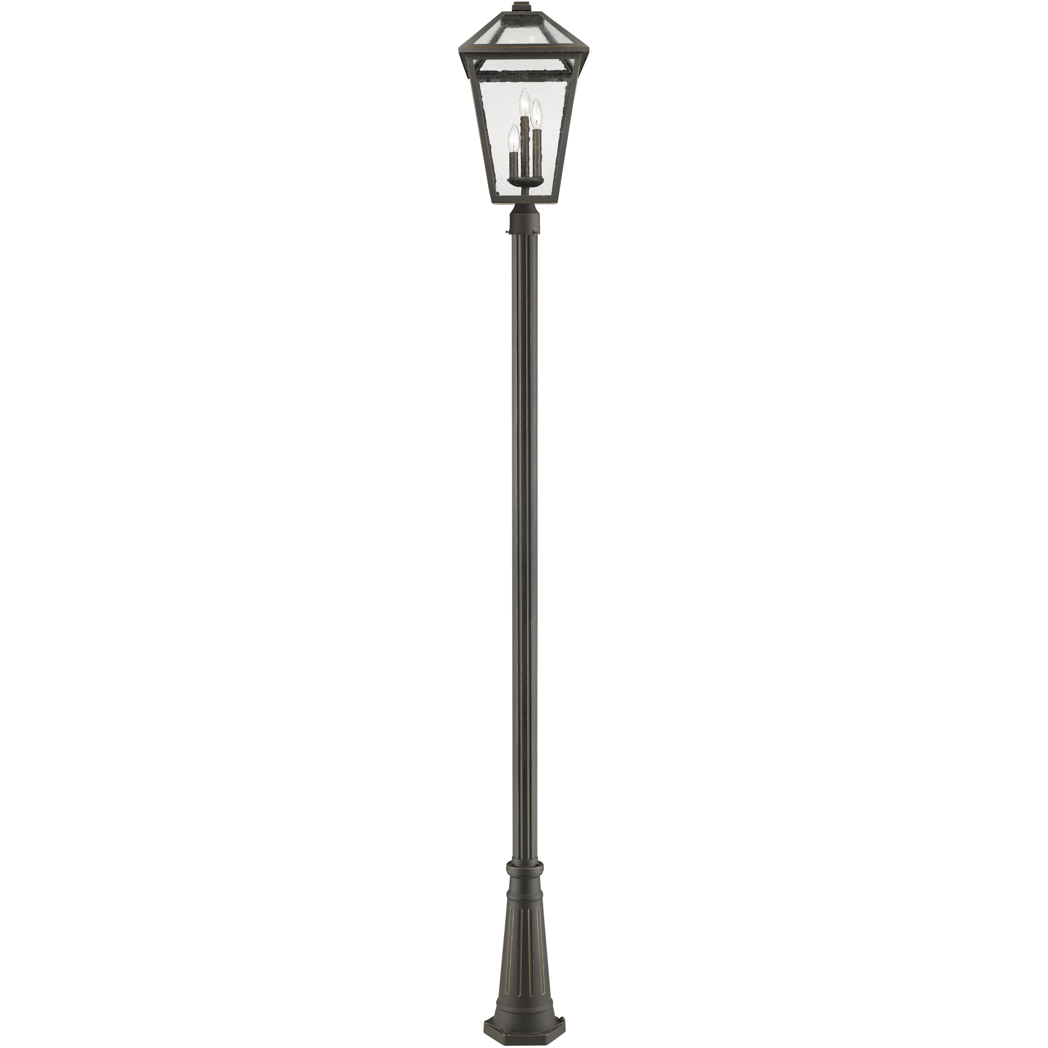 Talbot 3 Light 117.25 inch Oil Rubbed Bronze Outdoor Post Mounted Fixture in Seedy Glass