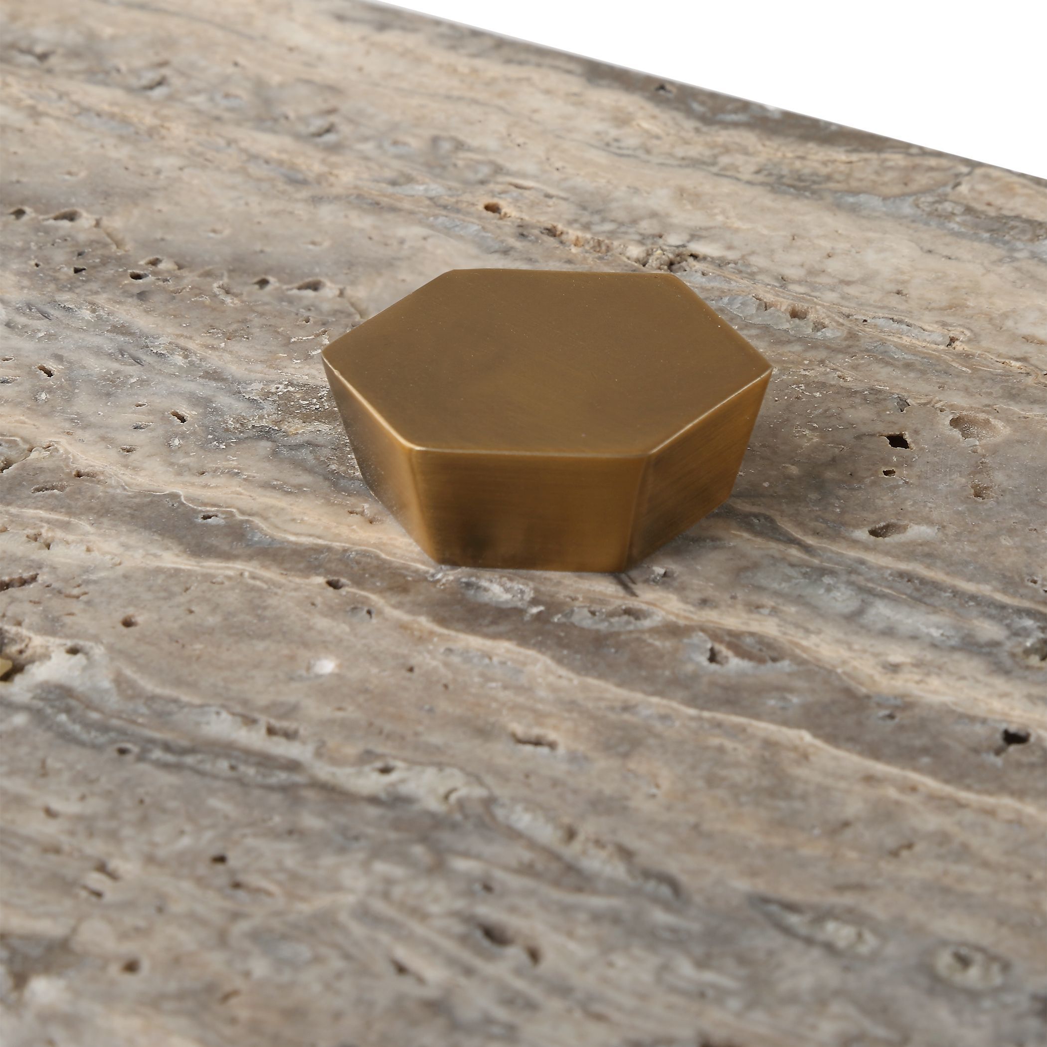 Griseus 9.5 inch Travertine and Bronze Box