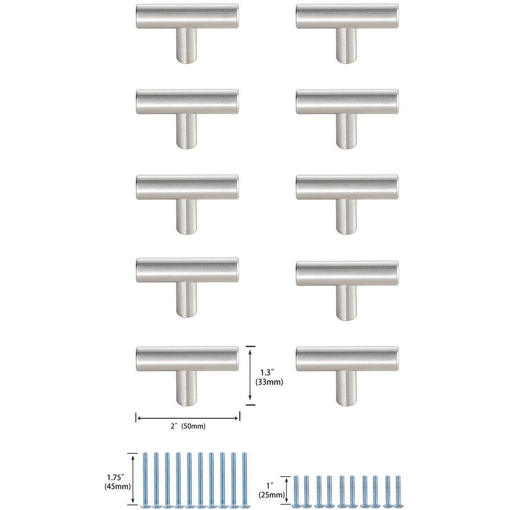 Quinn Brushed Nickel Hardware Drawer Pull, Set of 10