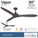 Vapor 60 inch Coal with Toned Koa Blades Ceiling Fan in Coal/Toned Koa