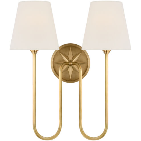 Chapman & Myers Polaris LED 15 inch Antique-Burnished Brass Double Sconce Wall Light