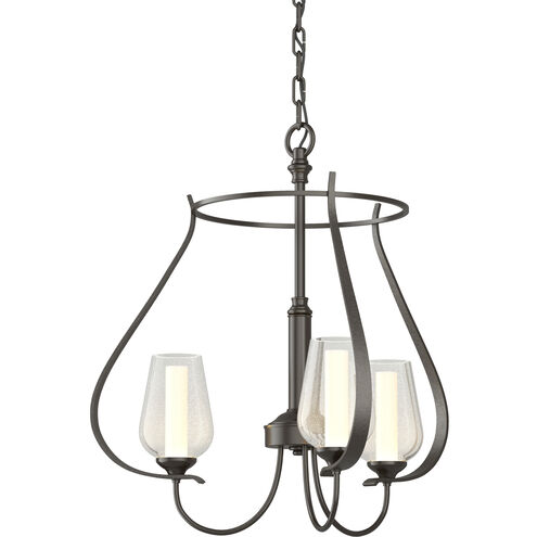 Flora 3 Light 19.4 inch Oil Rubbed Bronze Chandelier Ceiling Light in Opal and Seeded