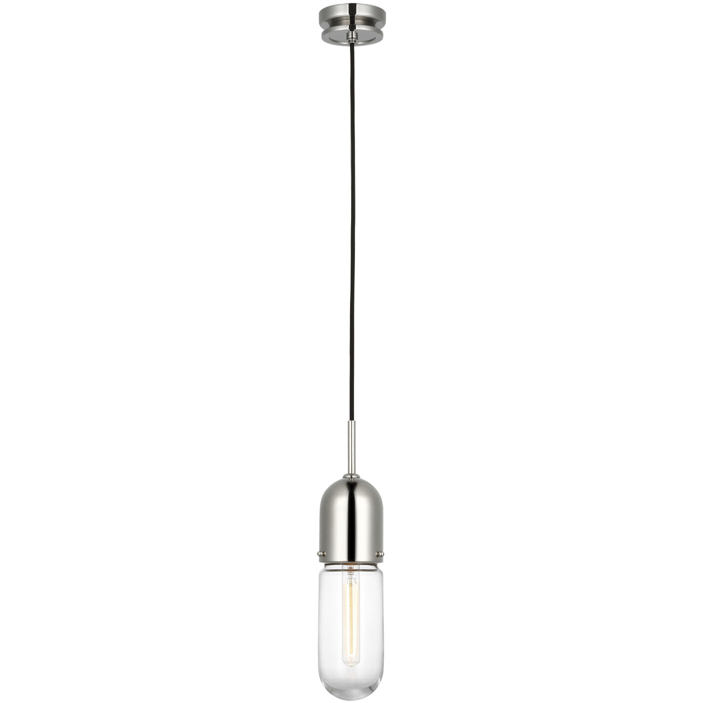 Thomas O'Brien Junio LED 4 inch Polished Nickel Pendant Ceiling Light in Clear Glass
