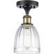 Ballston Brookfield LED 5.75 inch Black Antique Brass Semi-Flush Mount Ceiling Light in Clear Glass, Ballston