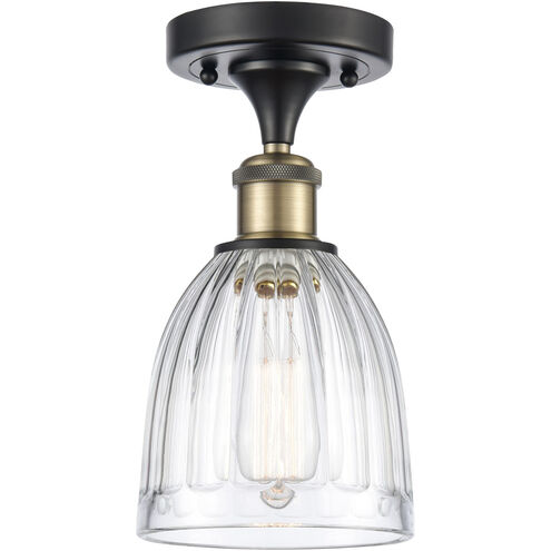 Ballston Brookfield LED 5.75 inch Black Antique Brass Semi-Flush Mount Ceiling Light in Clear Glass, Ballston