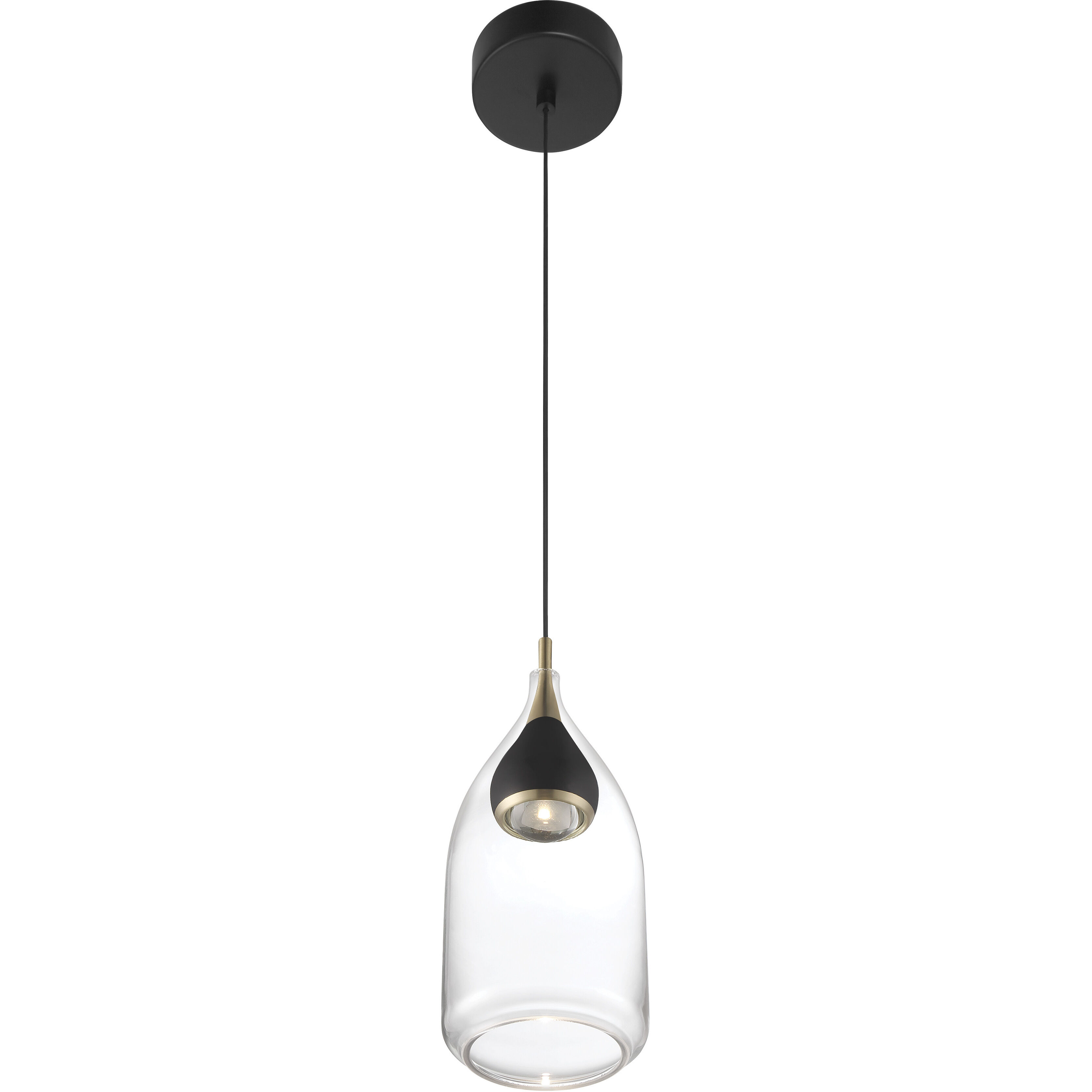 Arabesque LED 4.5 inch Coal And Brushed Gold Mini Pendant Ceiling Light