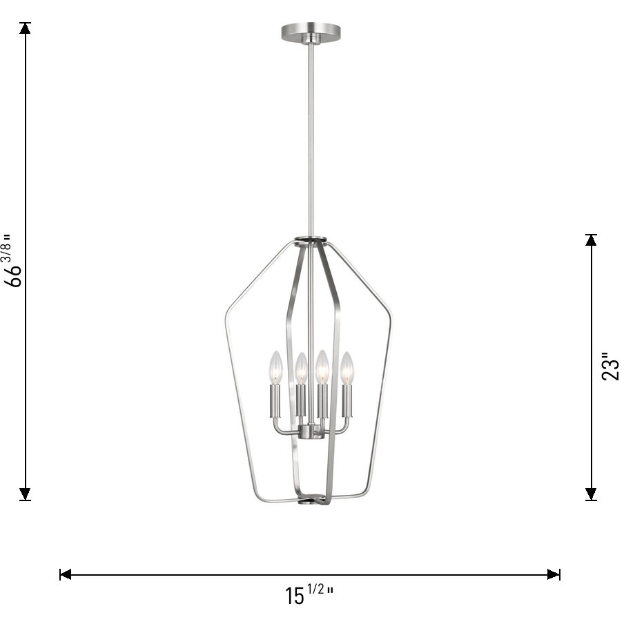 Kennan 4 Light 15.5 inch Satin Brass Chandelier Ceiling Light