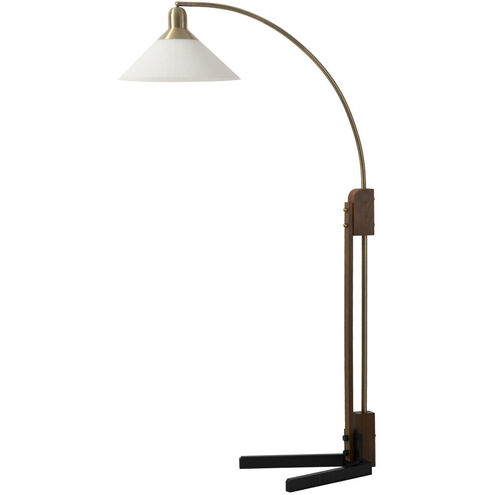 Melmar 60 inch 100.00 watt Walnut and Weathered Brass with Black Arc Floor Lamp Portable Light