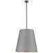 Calor 3 Light 24.88 inch Gray Linen with Gold Parchment and Urban Bronze Pendant Ceiling Light