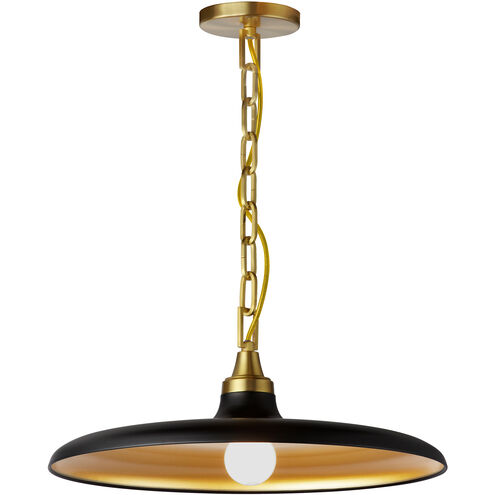 Quentin LED 18 inch Aged Brass Pendant Ceiling Light in Matte Black/Gold