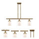 Ballston Small Bell 3 Light 36 inch Brushed Brass Island Light Ceiling Light in Matte White Glass