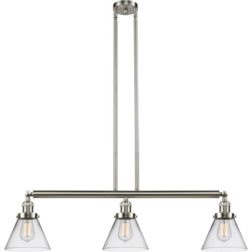 Franklin Restoration Large Cone LED 40.25 inch Brushed Satin Nickel Island Light Ceiling Light in Clear Glass, Franklin Restoration