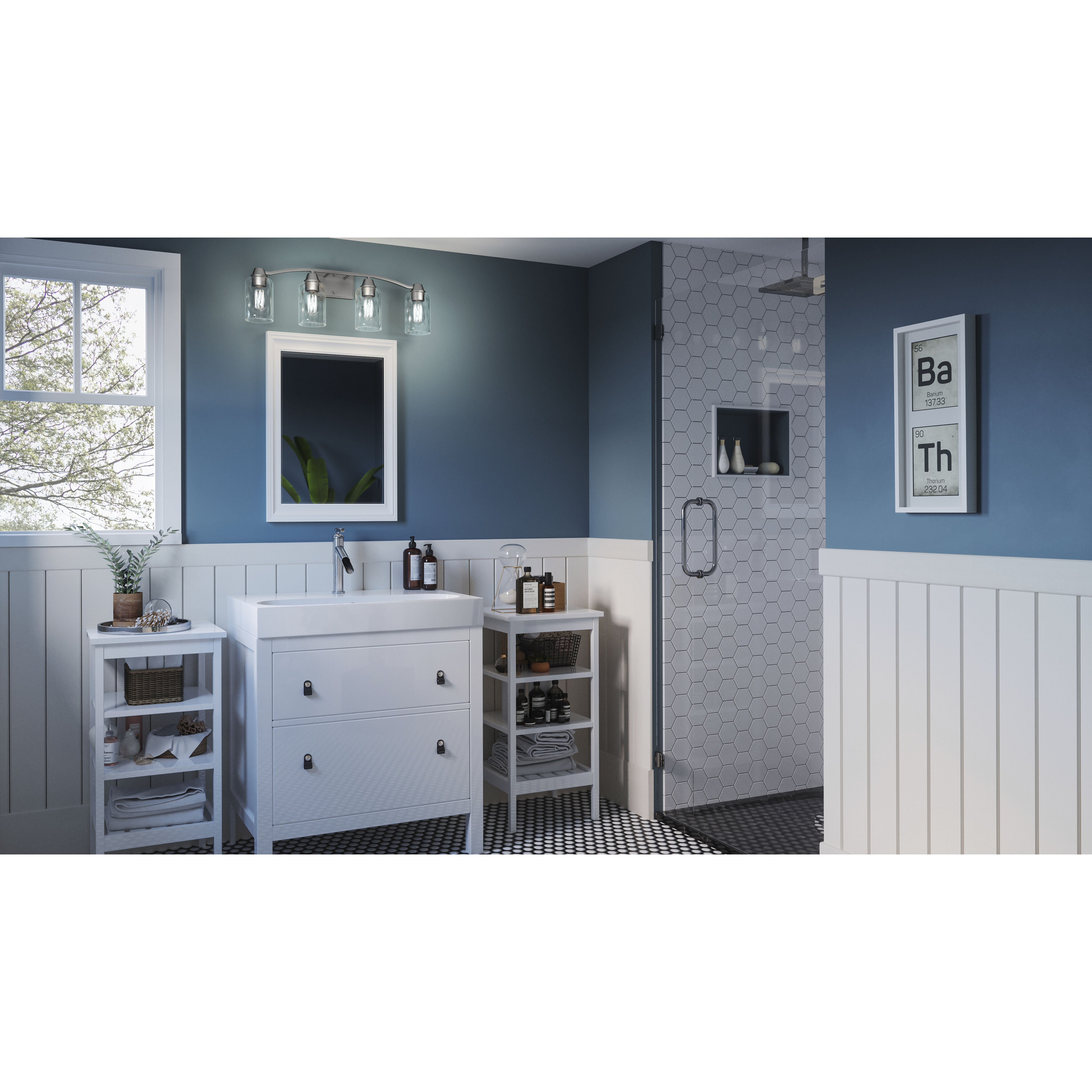 Acacia 4 Light 28 inch Brushed Nickel Bath Light Wall Light, Extra Large