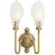 Isabelle 2 Light 11.02 inch Vintage Brass and Handmade Glass Wall Lamp Wall Light