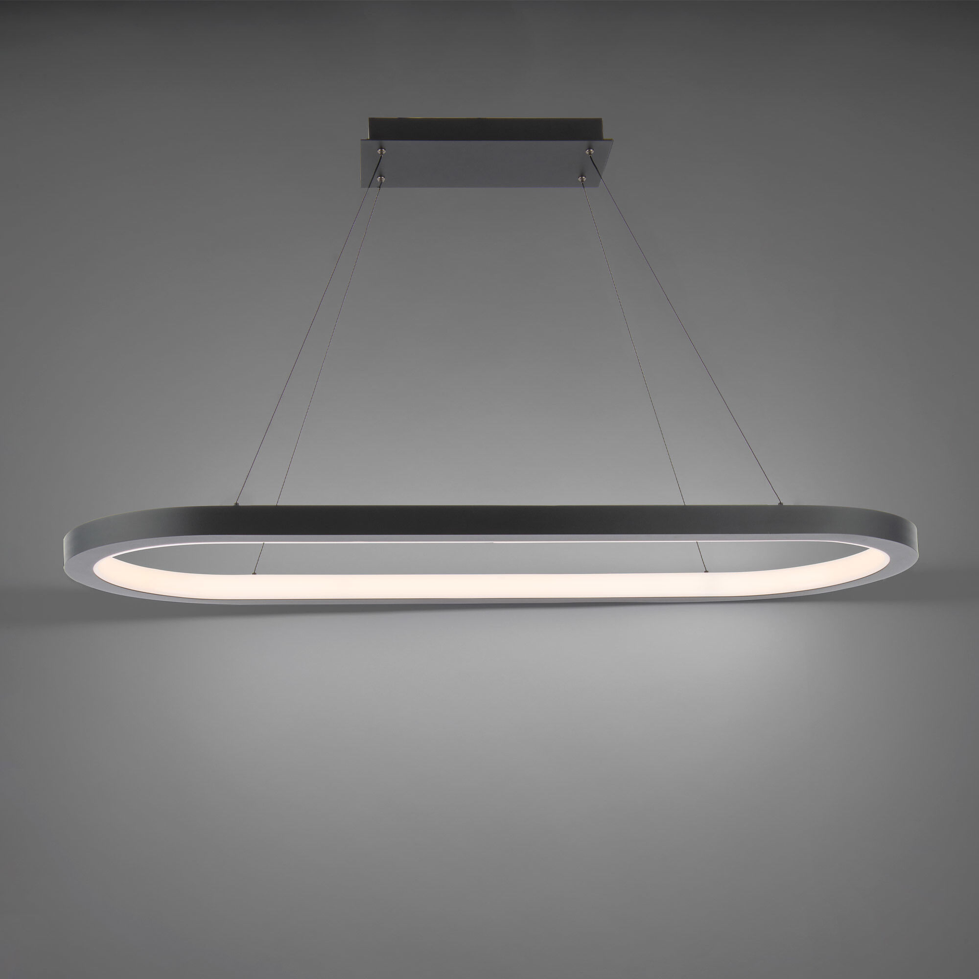 Racetrack LED 17.38 inch Black Chandelier Ceiling Light in 3500K