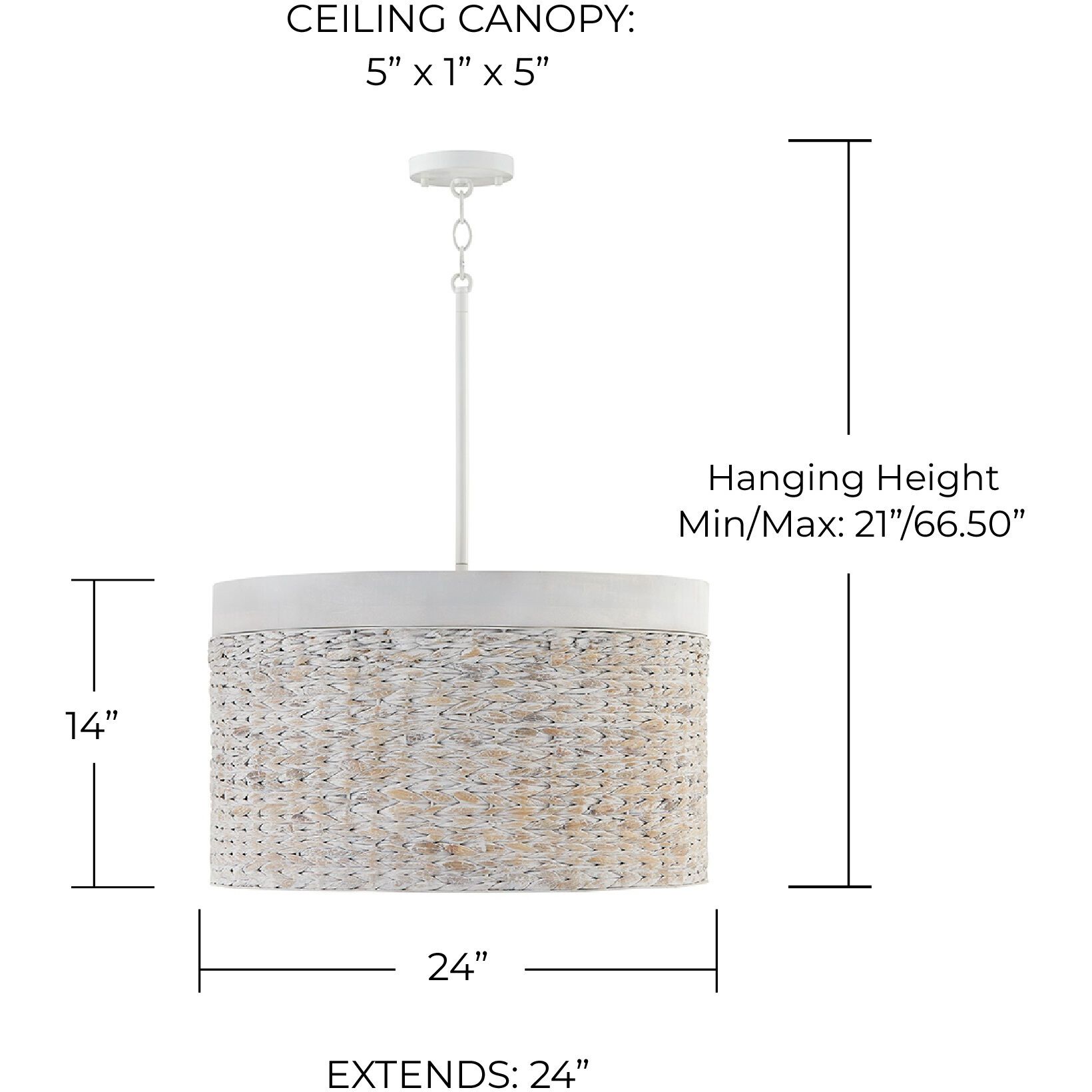 Tallulah 4 Light 24 inch Chalk Wash Pendant Ceiling Light