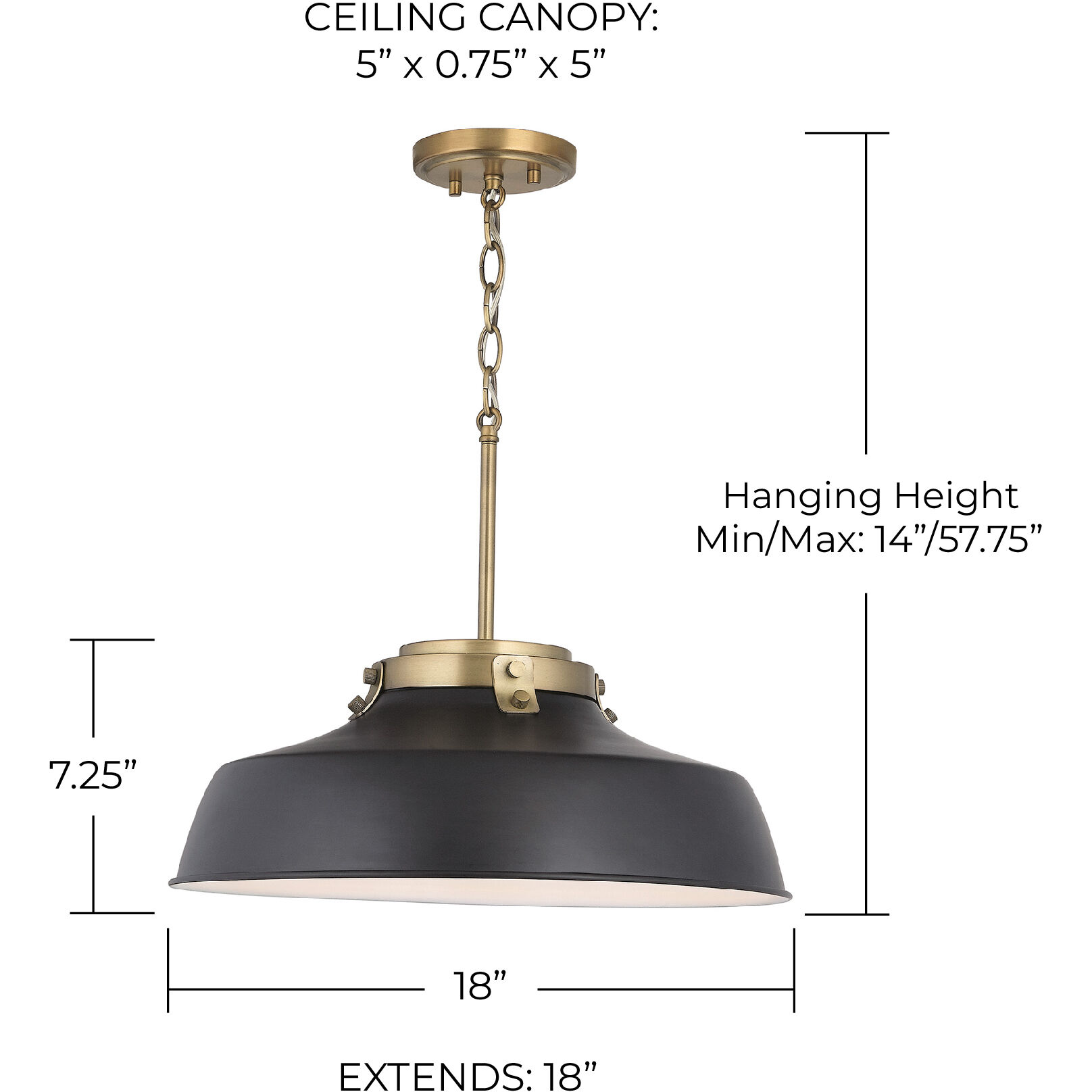 Oakwood 1 Light 18 inch Matte Black Pendant Ceiling Light