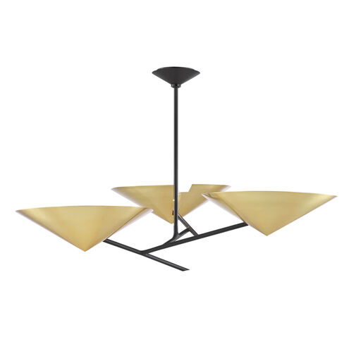 Equilibrium 3 Light 39.5 inch Aged Brass / Black Chandelier Ceiling Light