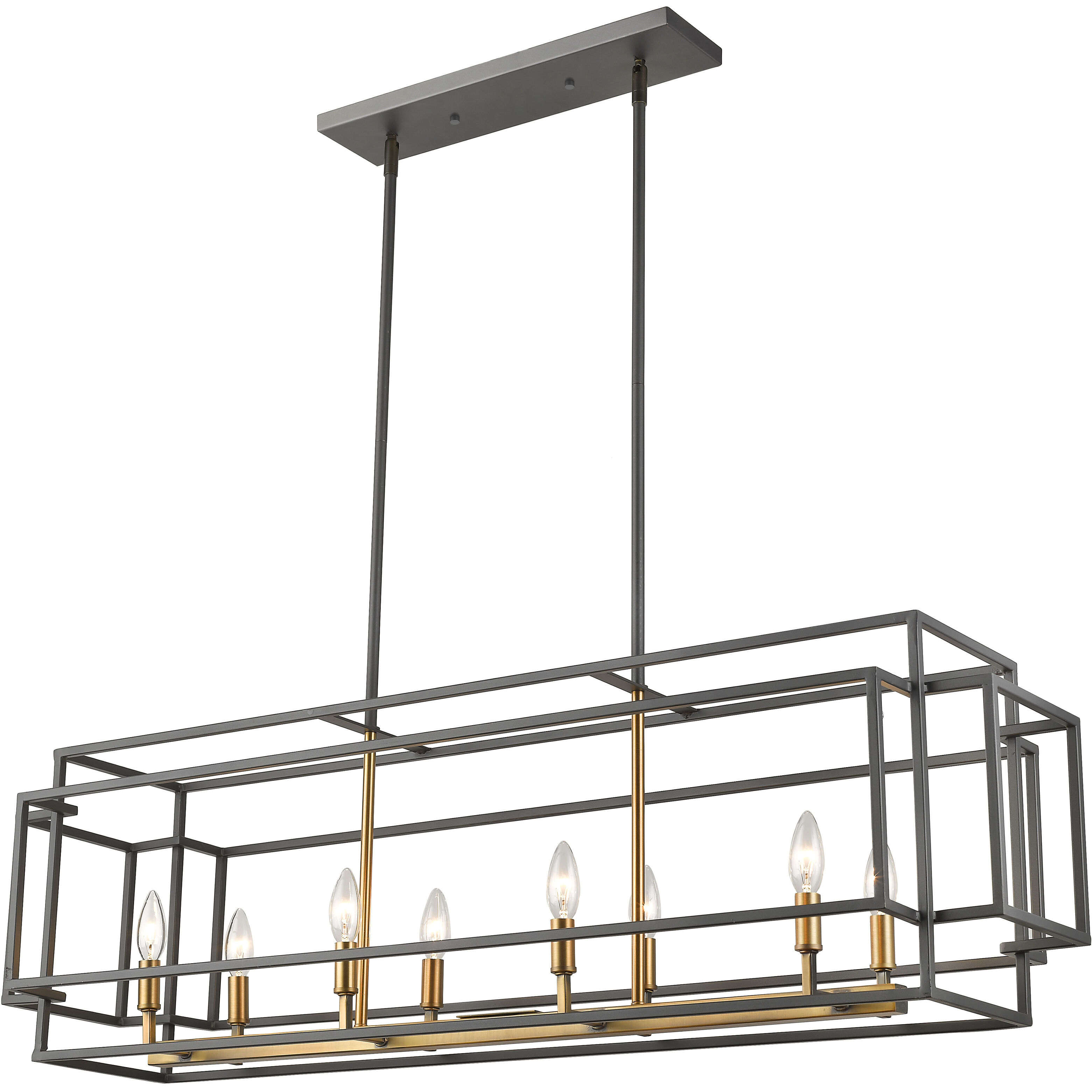 Titania 8 Light 44 inch Bronze and Olde Brass Linear Chandelier Ceiling Light