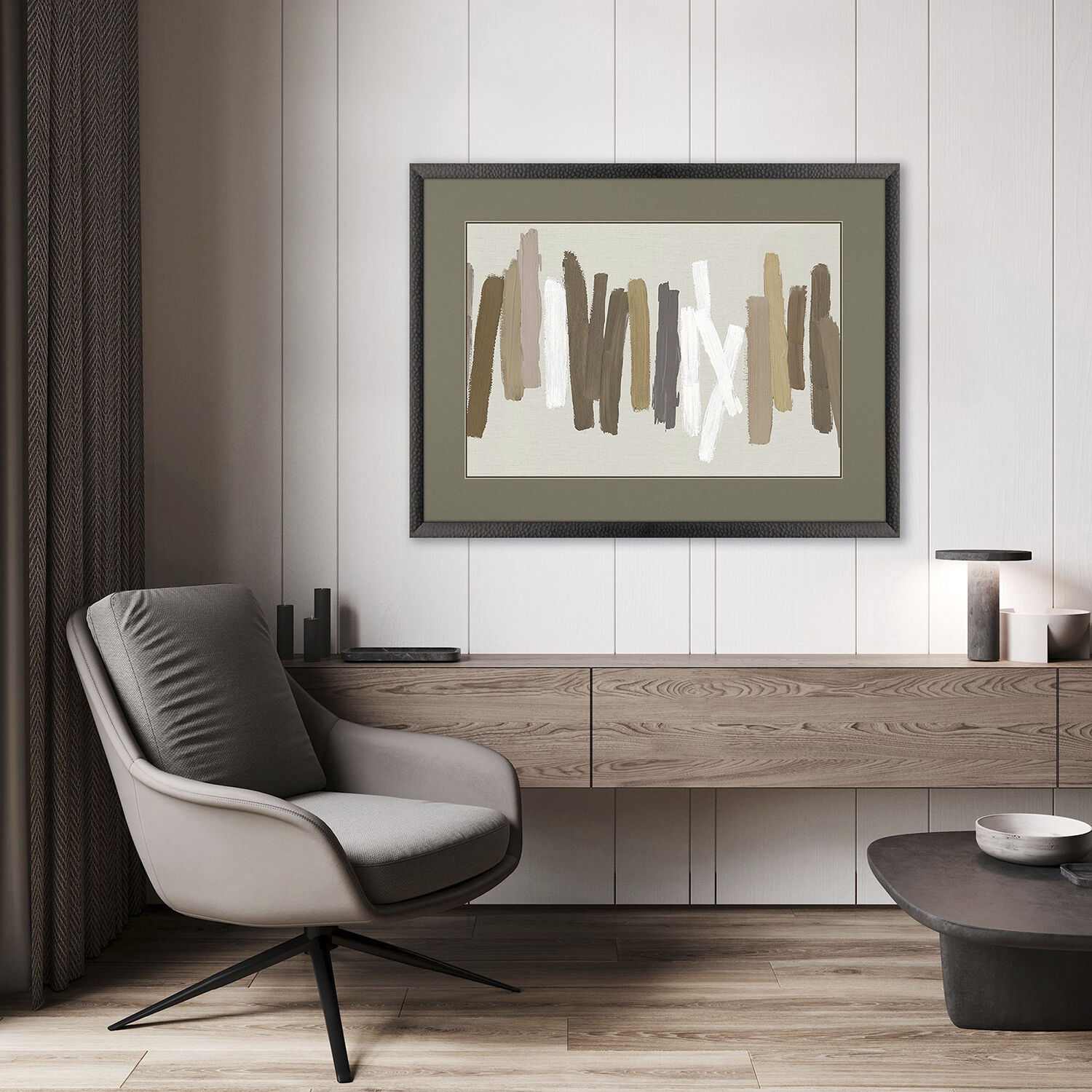 Strokes in Brown Brown and Beige and Neutral Framed Art
