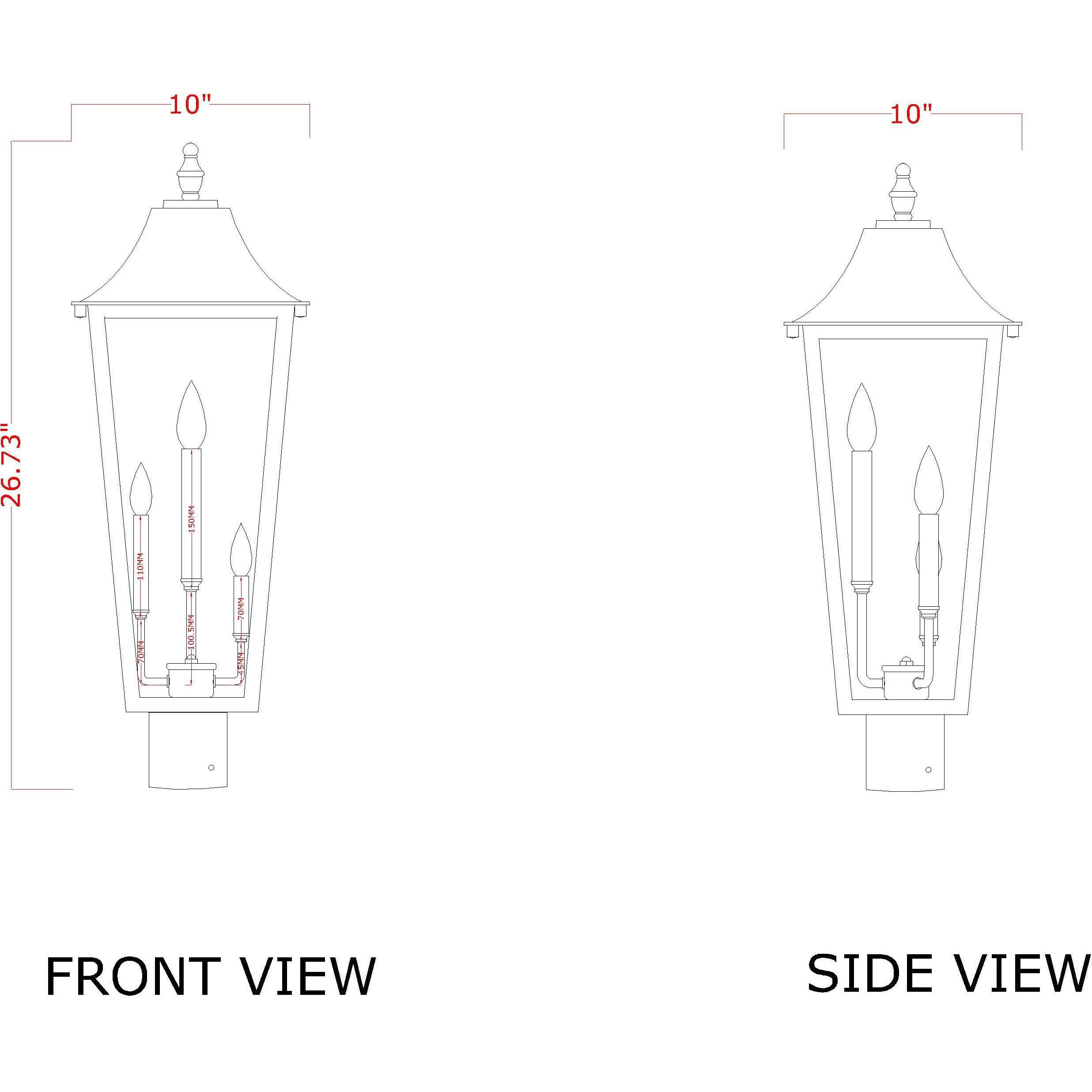 Gannon 3 Light 26.75 inch Black Outdoor Post Mounted Fixture in G9