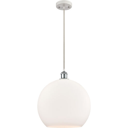 Ballston Athens 1 Light 14 inch White and Polished Chrome Pendant Ceiling Light in Matte White Glass