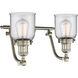 Franklin Restoration Small Bell LED 18 inch Brushed Satin Nickel Bath Vanity Light Wall Light in Clear Glass, Franklin Restoration