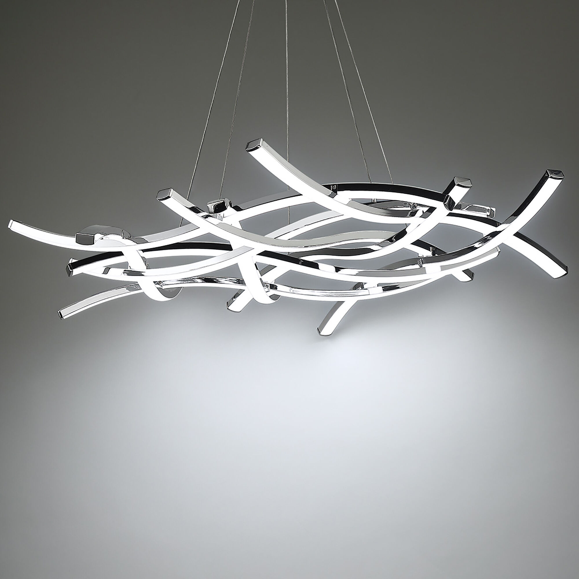 Divergence LED 43.75 inch Chrome Chandelier Ceiling Light, dweLED
