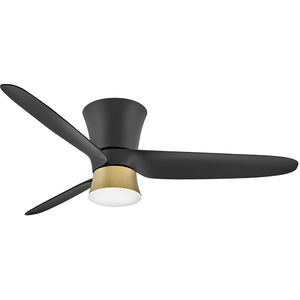 Neo 52 inch Matte Black with Heritage Brass with Matte Black Blades Ceiling Fan, Flush Mount