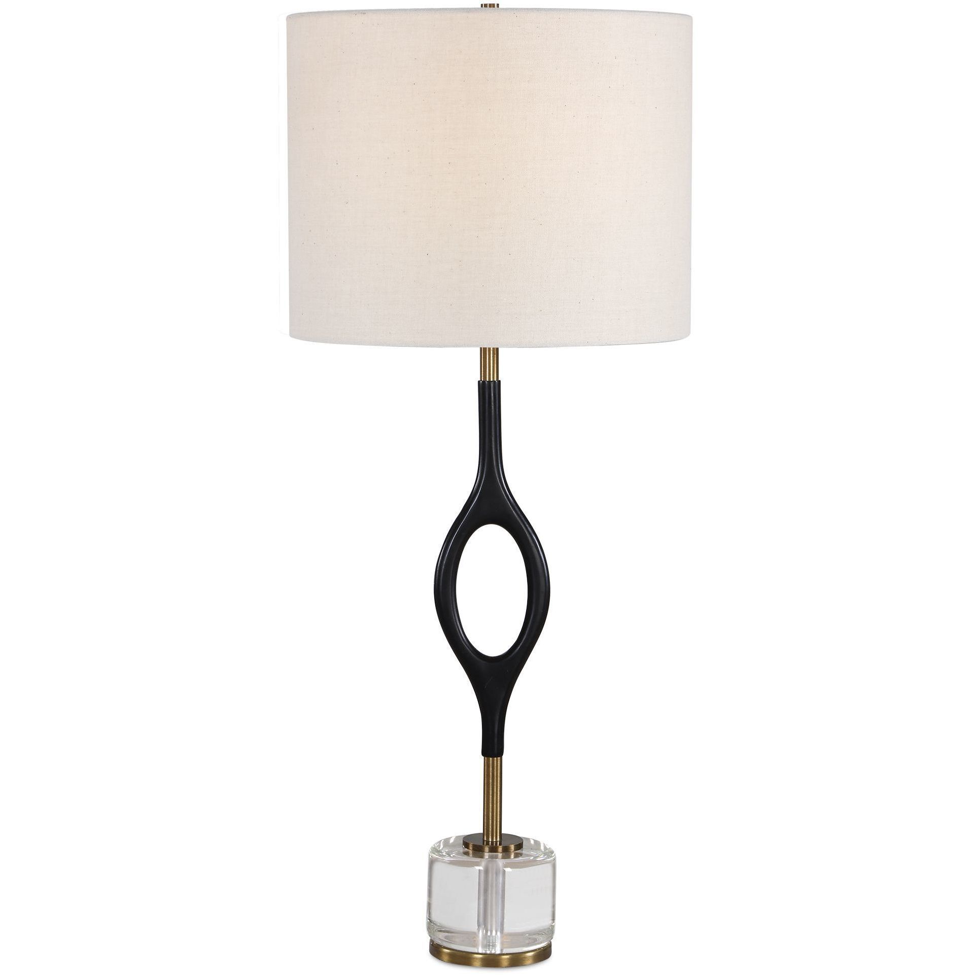 Maryam 30.25 inch 7 watt Black and Antique Brass and Crystal Cordless Buffet Lamp Portable Light