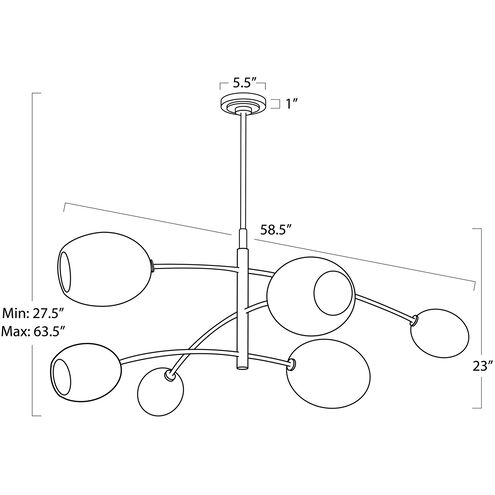 Artemis 6 Light 58.5 inch Polished Nickel Chandelier Ceiling Light in Alabaster Glass