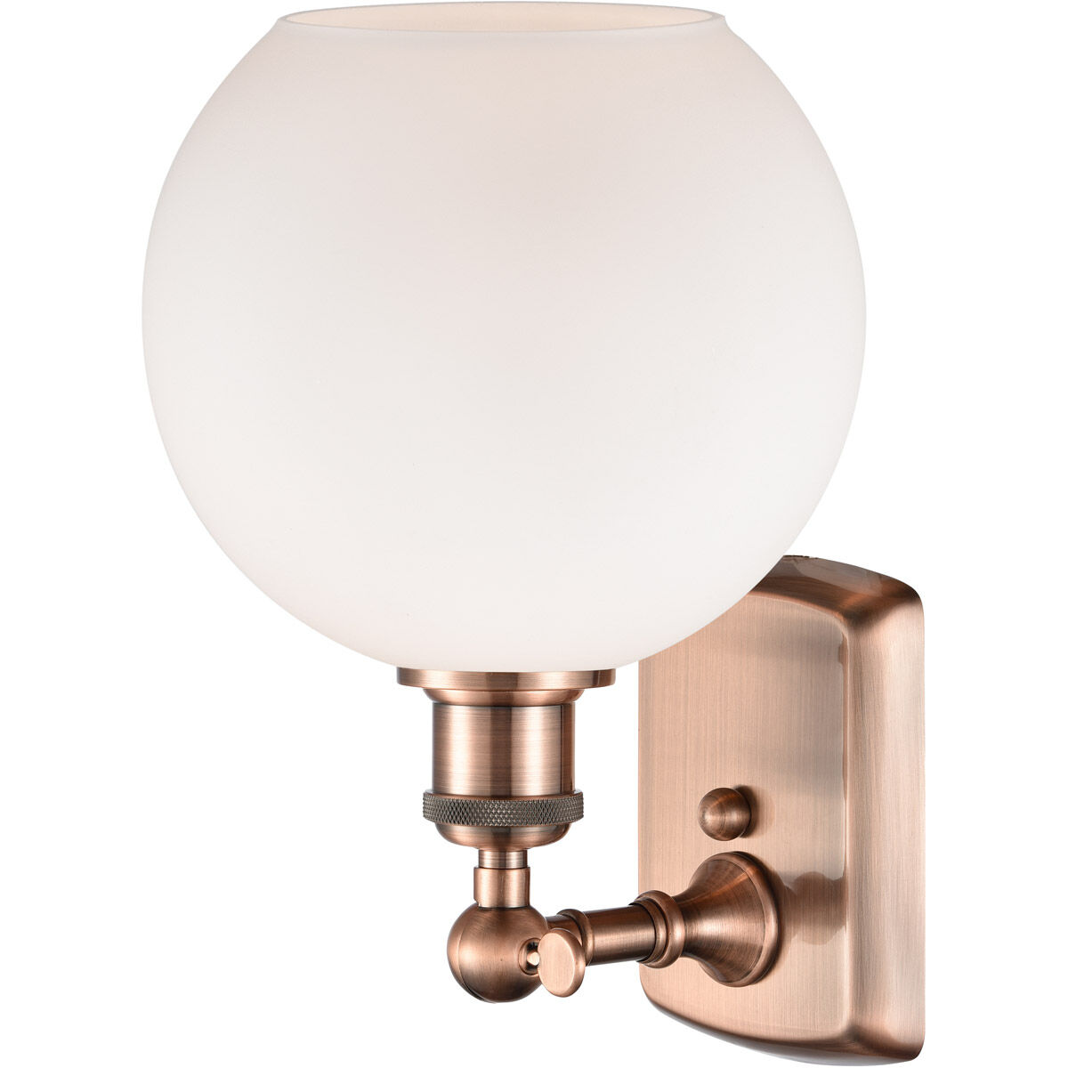 Ballston Athens 1 Light 8 inch Antique Copper Sconce Wall Light in Matte White Glass, Ballston