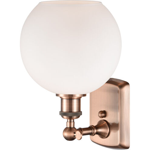 Ballston Athens 1 Light 8 inch Antique Copper Sconce Wall Light in Matte White Glass, Ballston