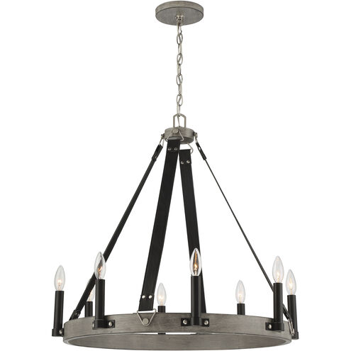 Rawson Ridge 8 Light 28 inch Aged Silverwood/Coal Chandelier Ceiling Light