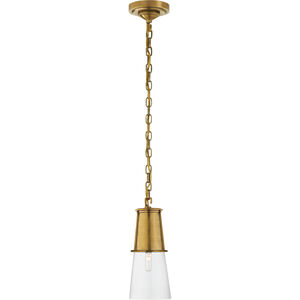 Thomas O'Brien Robinson 1 Light 4.75 inch Hand-Rubbed Antique Brass Pendant Ceiling Light in Clear Glass, Small