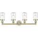 Dover 4 Light 33.5 inch Antique Brass Bath Vanity Light Wall Light in Clear