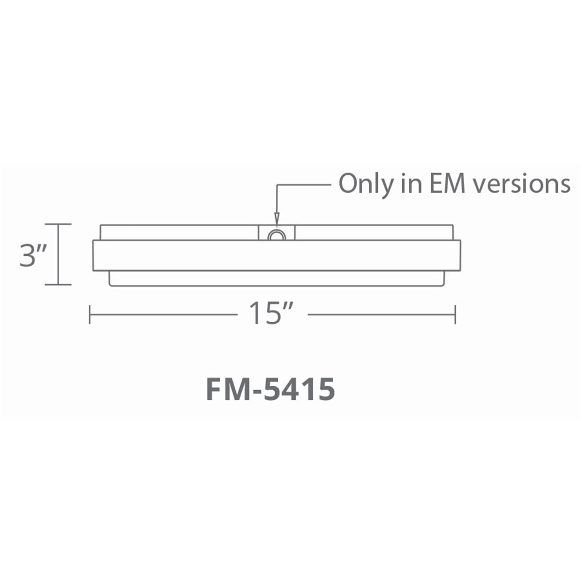 Zenith LED 15 inch Titanium Flush Mount Ceiling Light in 3500K, Does not have EM Backup Battery