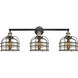Franklin Restoration Large Bell Cage LED 34 inch Black Antique Brass Bath Vanity Light Wall Light in Silver Plated Mercury Glass, Franklin Restoration