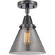 Franklin Restoration Large Cone LED 7.75 inch Matte Black Flush Mount Ceiling Light in Plated Smoke Glass