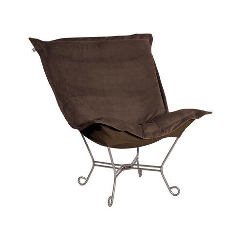 Puff Titanium Frame with Bella Chocolate Scroll Chair with Cover