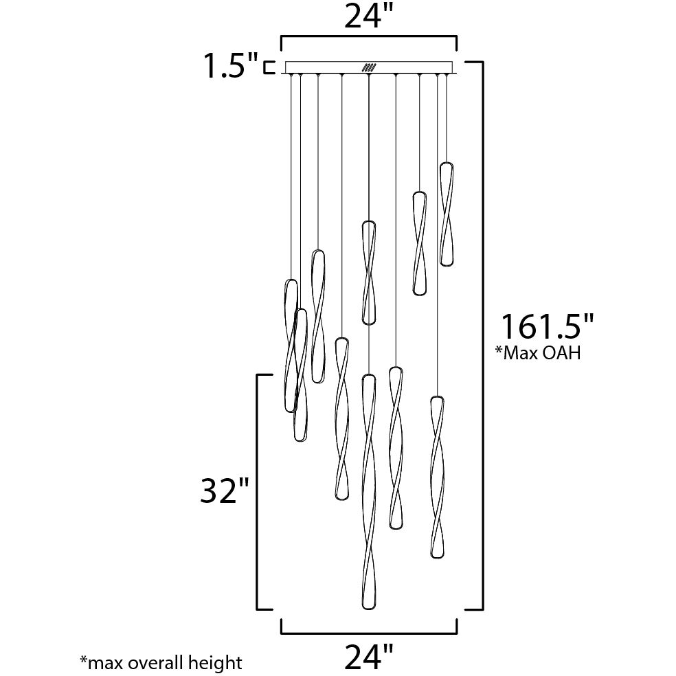 Pirouette LED 24 inch Black Multi-Light Pendant Ceiling Light