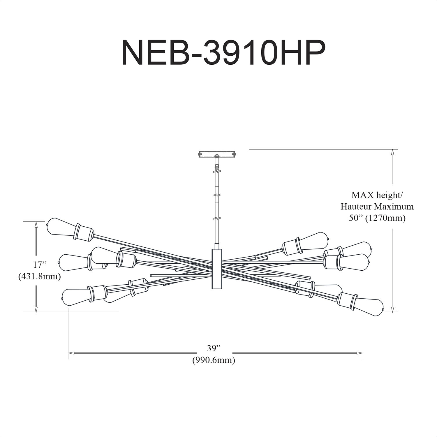 Nebraska LED 17 inch Burnished Chrome Horizontal Pendant Ceiling Light
