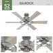 Gilrock 52 inch Matte Silver with Light Gray Oak/Warm Grey Oak Blades Ceiling Fan