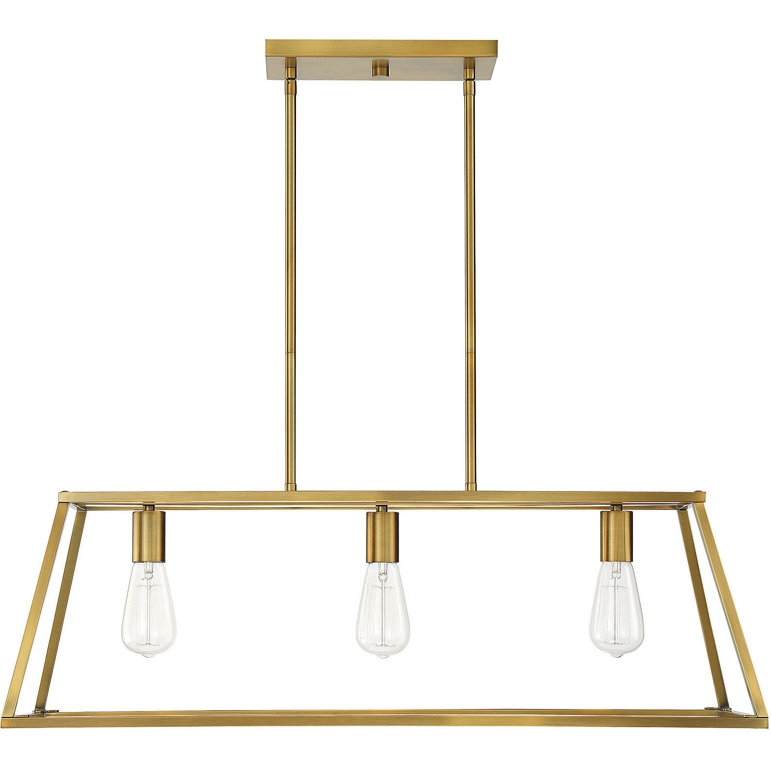 Denton 3 Light 32.75 inch Warm Brass Linear Chandelier Ceiling Light, Essentials