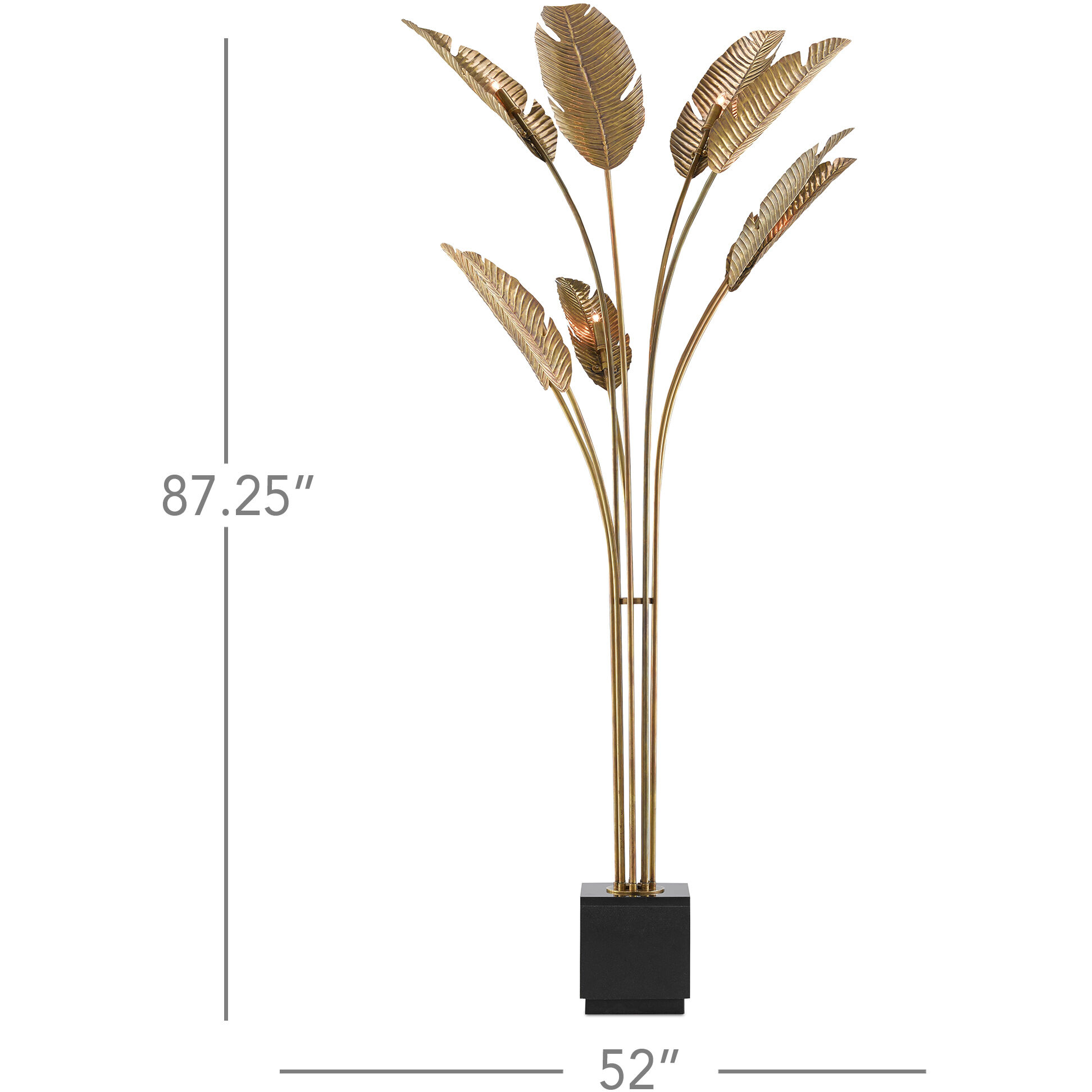 Tropical 87.25 inch 40 watt Vintage Brass/Black Floor Lamp Portable Light, Grande