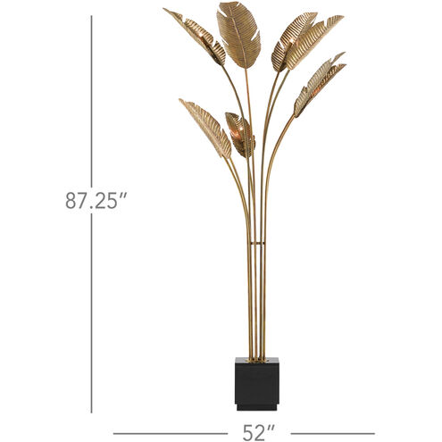 Tropical 87.25 inch 40 watt Vintage Brass/Black Floor Lamp Portable Light, Grande