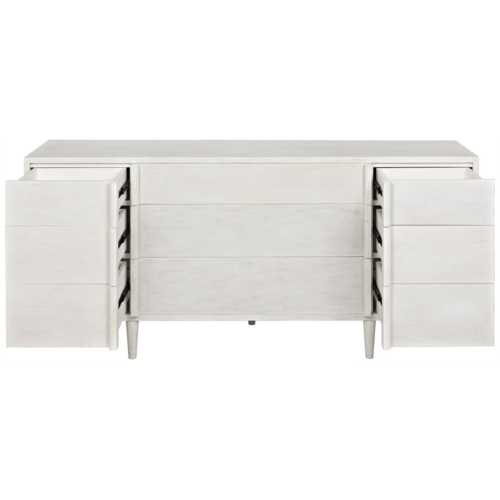 Morten White Wash Dresser, 9 Drawer
